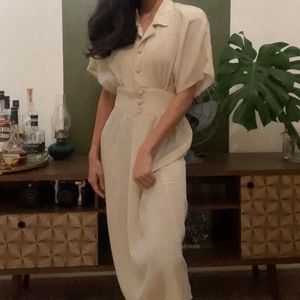 Vintage Ivory Empire Waist Dress with Tags CARON